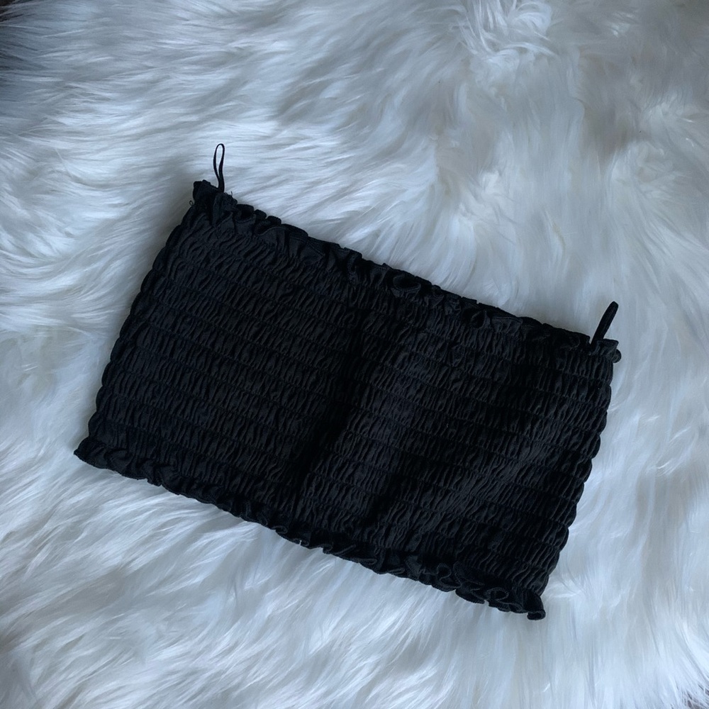 Revamped Black Smocked Tube Top